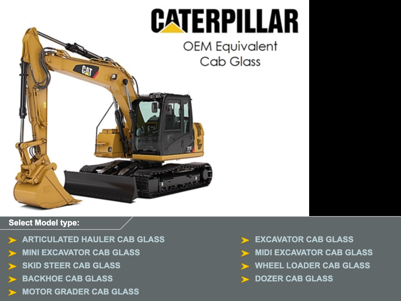 Lower Front Window for CAT Excavator, Part CTSEP25.2, 316-8854
